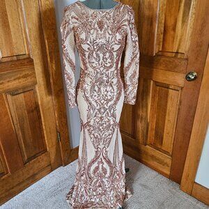 Betsy Adams Long Sleeve  Sequin Dress -